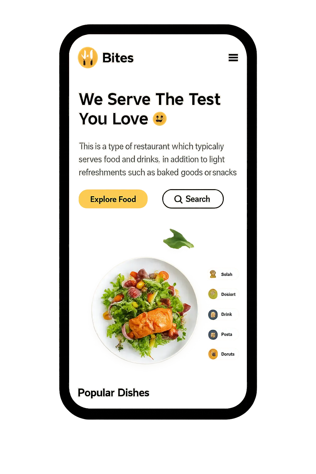 Bites mobile app on phone